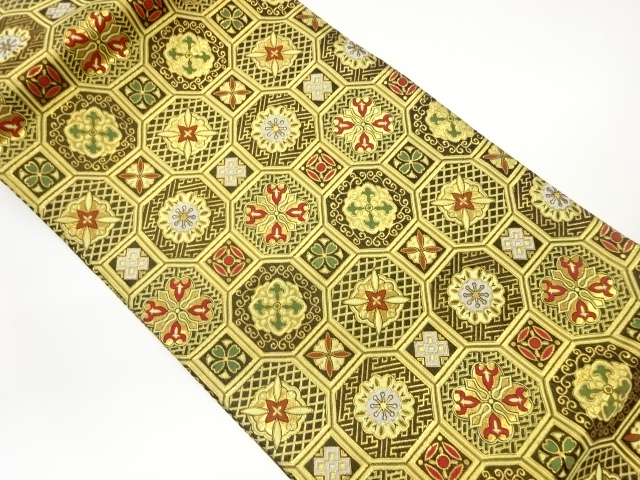 JAPANESE HIRAKI NAGOYA OBI / WOVEN FLOWER CREST